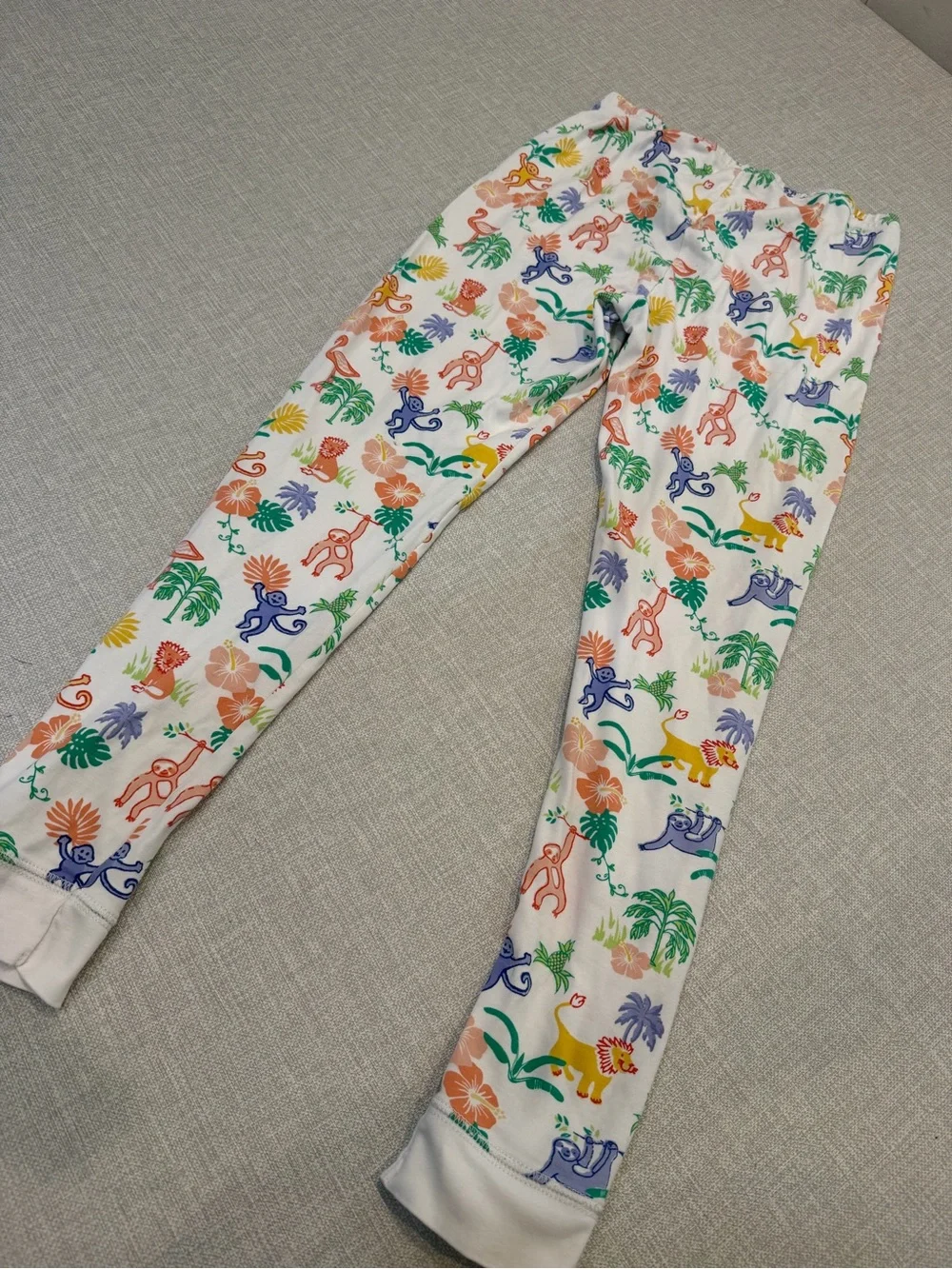 Roller Rabbit Kids Pajama Set- White with Multicolor Jungle Animals